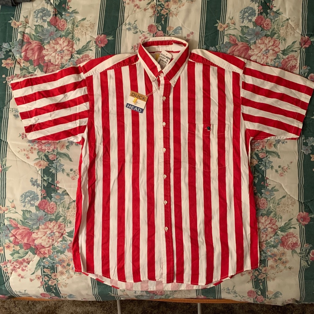 Duck Head red/white short sleeve dress shirt